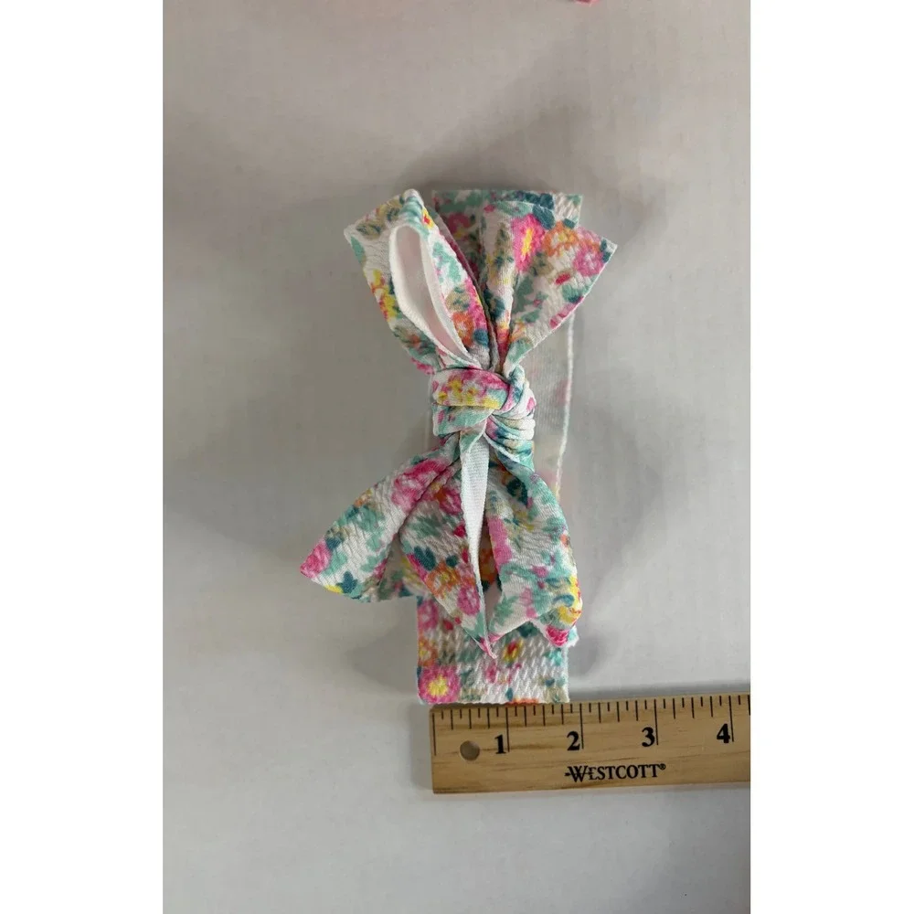 Lot of 7 Baby Girl Headbands Hair Bows Floral Alphabet Solid Textured‎ Stretch